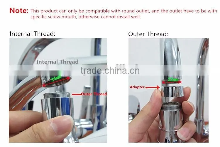 2017 New Arrival Colorful LED Faucet Spout, LED Color Changing Basin Faucet Light