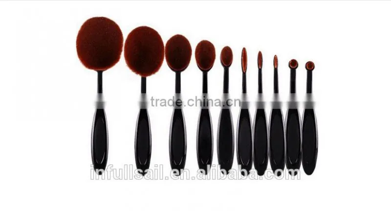 Factory 10pcs Beauty Toothbrush Shaped Foundation Power Makeup Brush Set With Synthetic Hair