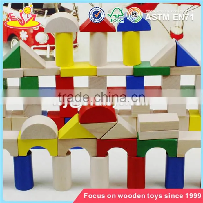 wholesale colorful 80 pieces kids wooden toy building blocks best sale children wooden building blocks W13A137
