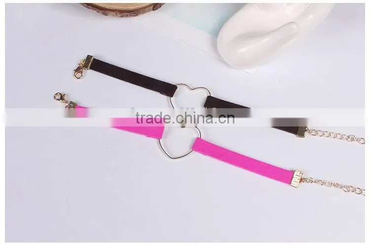 gold hollow heart charm suede leather bracelet lovers jewelry gifts