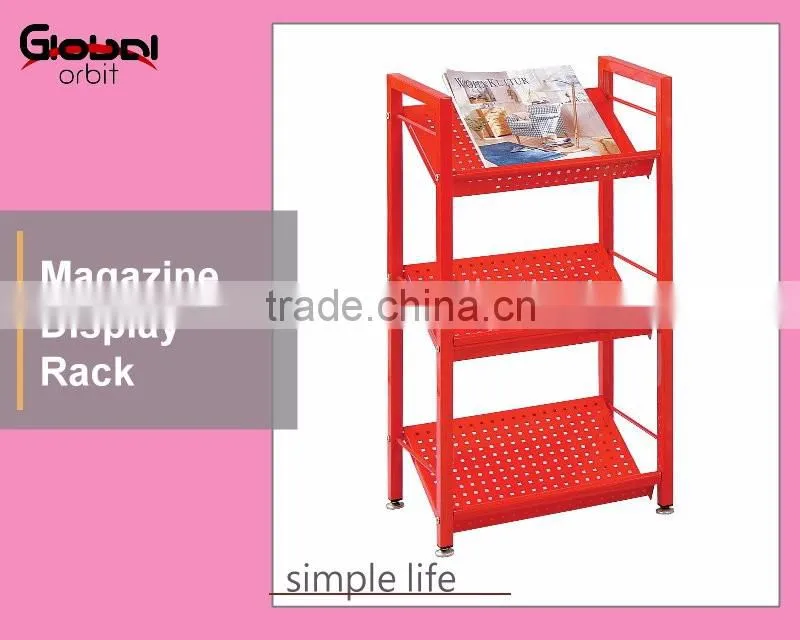 Colorful Metal 3 Tier Book Storage Shelf Magazine Display Rack DIY Bookcase