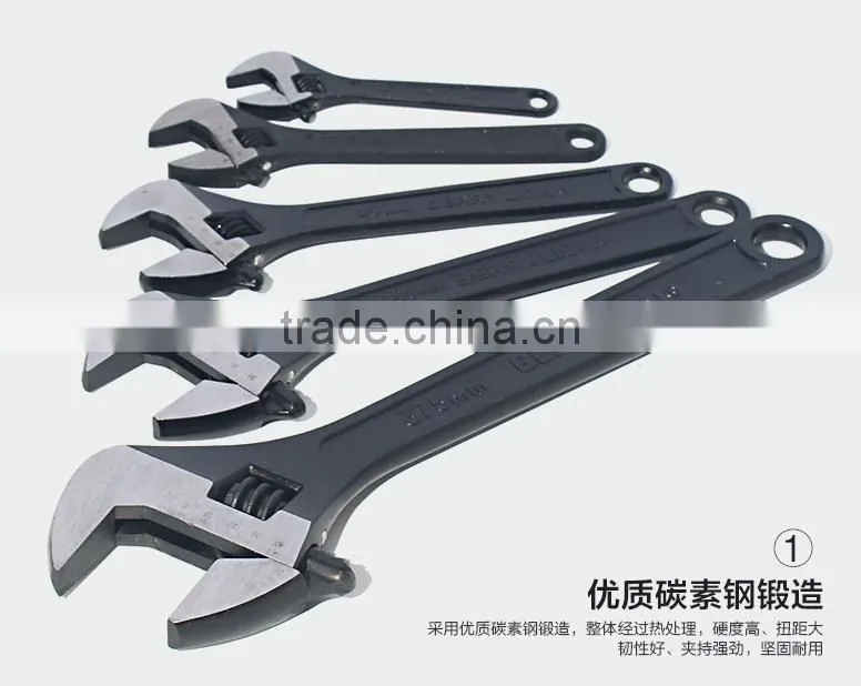 Berrylion 15"/375mm Adjustable Wrench Black Polished Adjustable Wrench