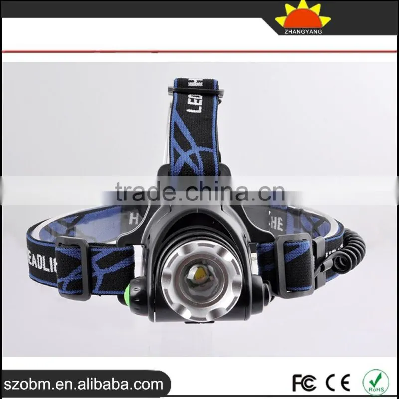 New arrival high quality XML T6 LED 2000 Lm Zoomable LED Rechargeable Headlamp with 18650 Batteriy,charger and car charger