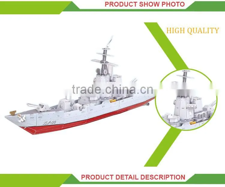 Newest product children intelligence toy 3d diy warship model