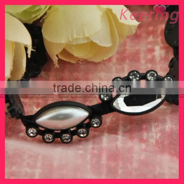 black backing clear glass beaded chain WRC-181