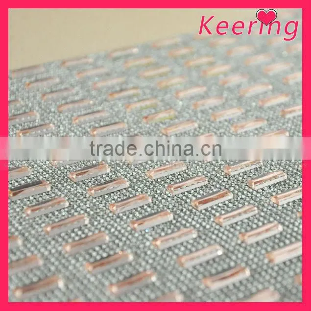 wholesale black crystal hot fix trimming mesh for purse WRT-002