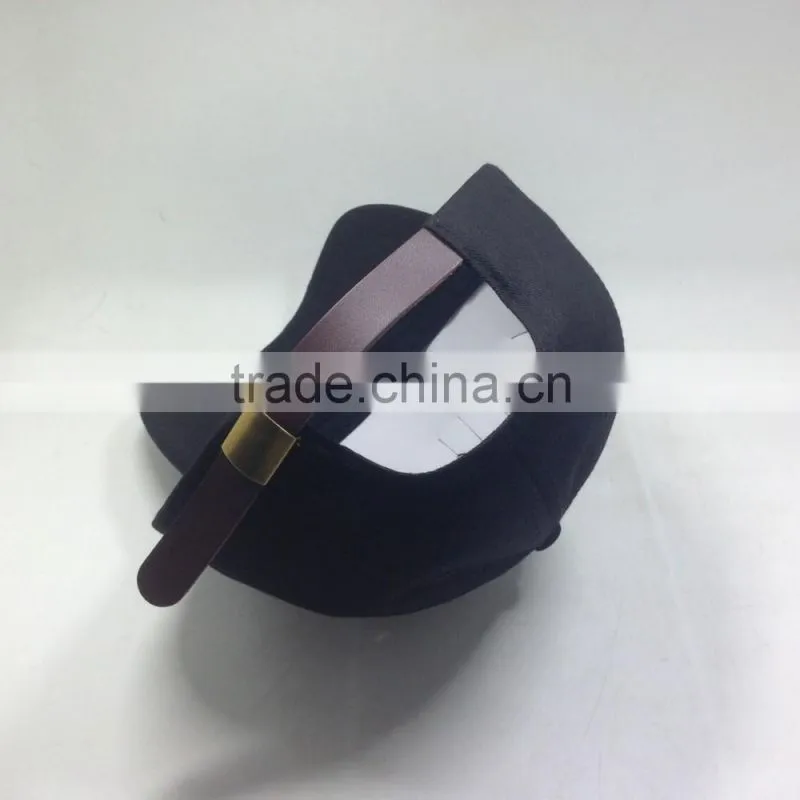 Brown Leather Strap Dad Cap With White Embroidery Logo