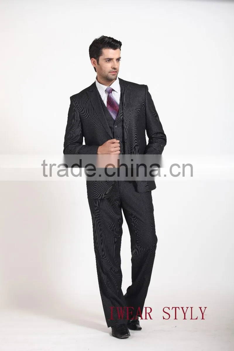 2015 Stripe Fashion 3 Pieces slim fit Business suits for man