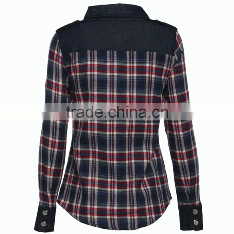 Women clothing school girl casual wear women new design cotton stripe shirt long sleeve fit plaid shirt for women