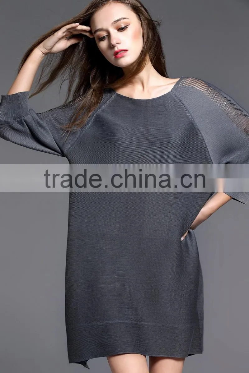 Women high elastic raglan sleeve oversized folding dress