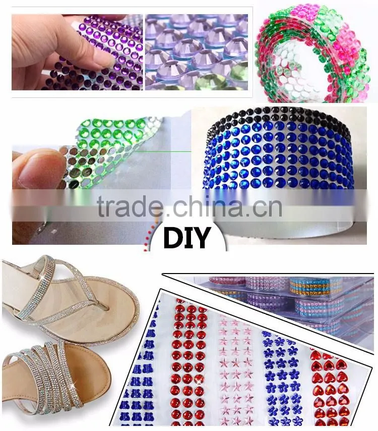 Wholesale Custom Glitter Crystal Sticker Diy Self Adhesive Back Glue Acrylic Rhinestone Sticker