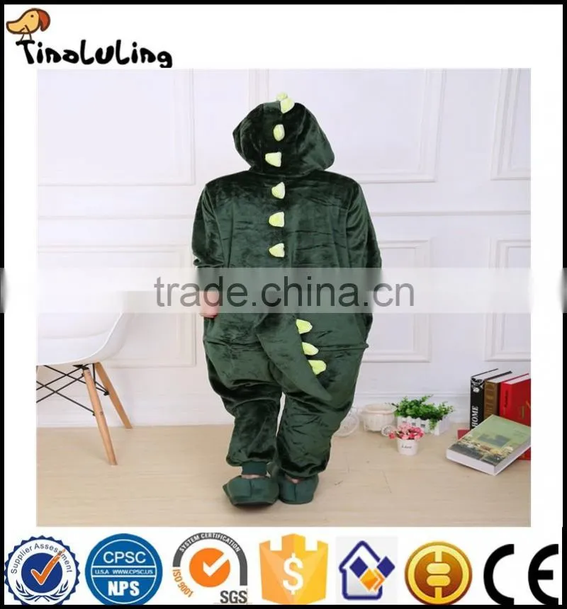 Autumn Winter Flannel Lovers Couples Animal Pajamas One Piece Cartoon Sleepwear Halloween Pink/Green Dinosaur Cosplay Pajama