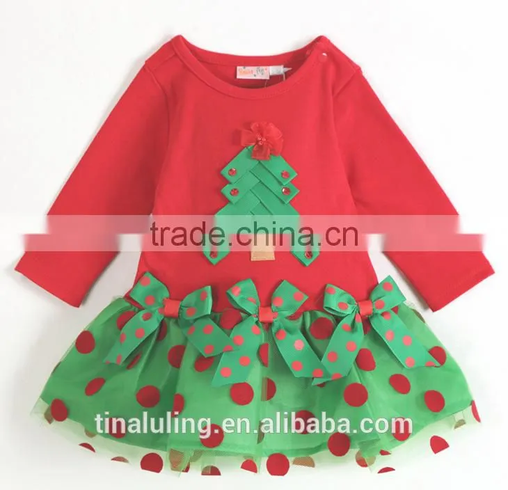 new girls christmas dress fashion long sleeve girls christmas tree red dress child clothes