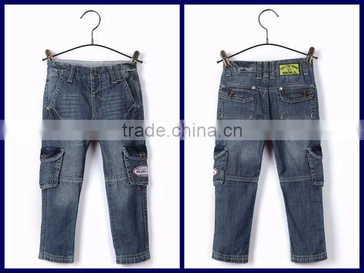 High quality multi pocket organ bag style embroidery patch 100% cotton oem baggy jeans for children