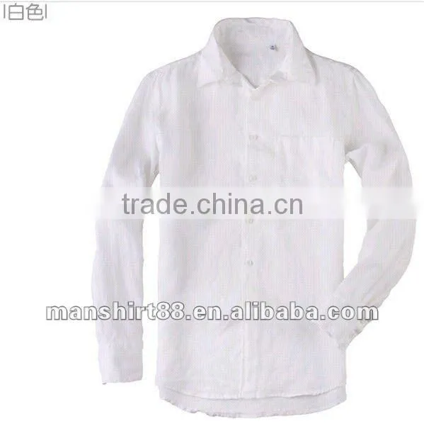 Exclusive style Natural fiber 100%Organic White Linen shirt for men Peaked collar S,M,L,XL,XXL