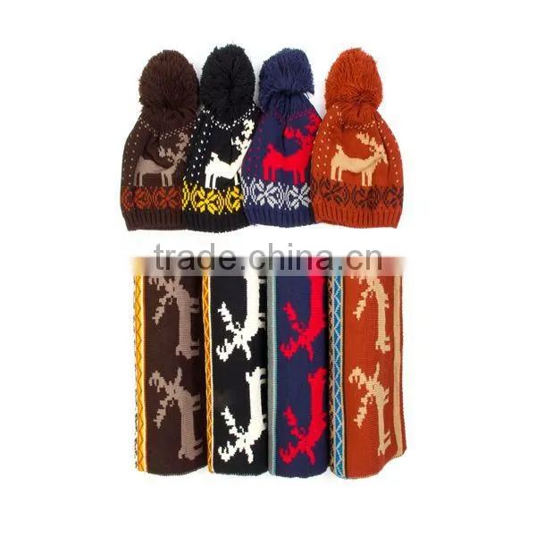 2014 New Snow Winter Animal Warm Hats Caps And Scarves TS-8840