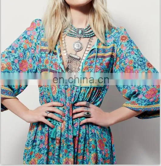 2018 hot sale bohemia style woman maxi lady dress