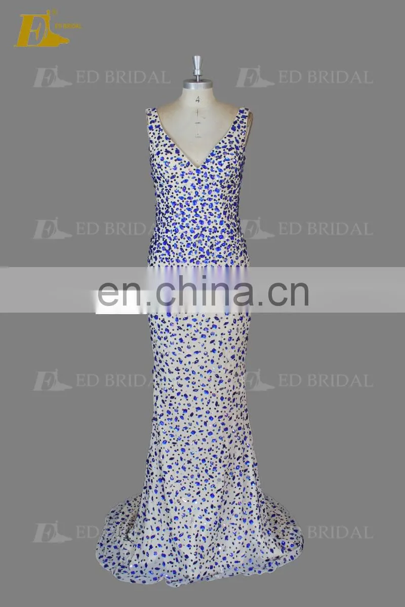 Gorgeous V Neckline Sleeveless Sheath Heavy Beaded Made In China Alibaba Evening Dresses