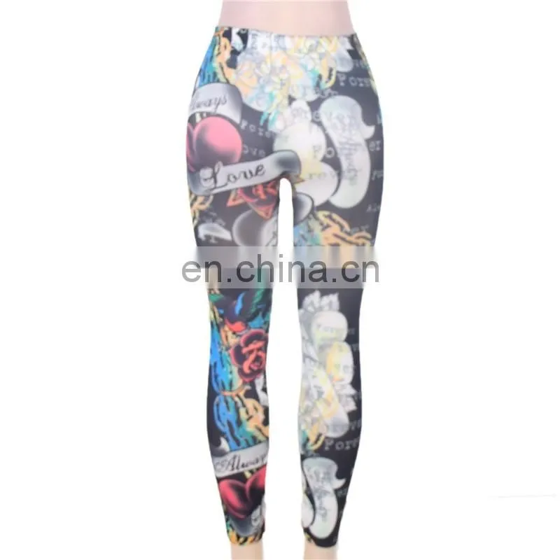 Newest printed seamless tatoo design leggings