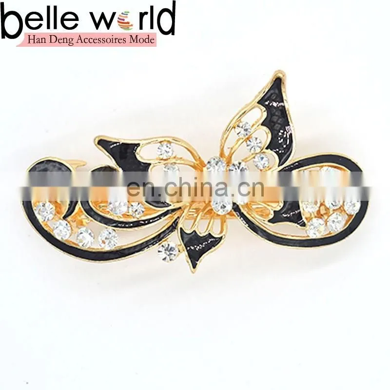 New Designs Butterfly Rhinestone French Hair Barrette Clips
