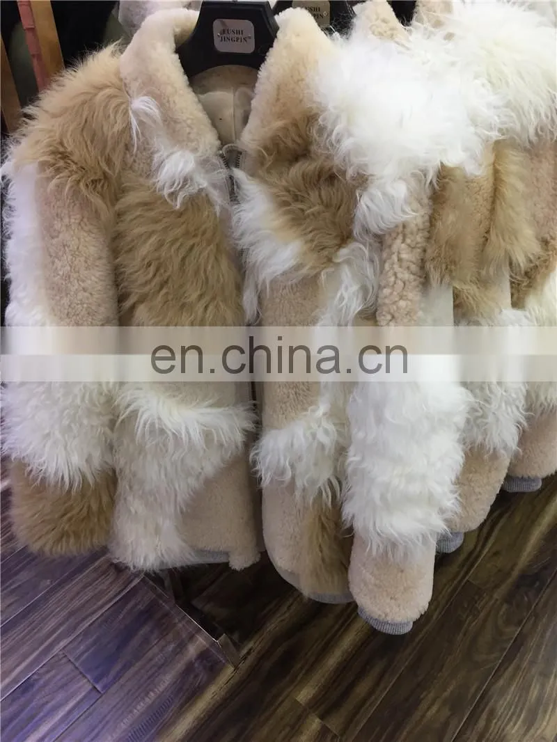 Wholesale Winter Celebrity Fashion Style Double Face Lamb Leather Fur Jacket