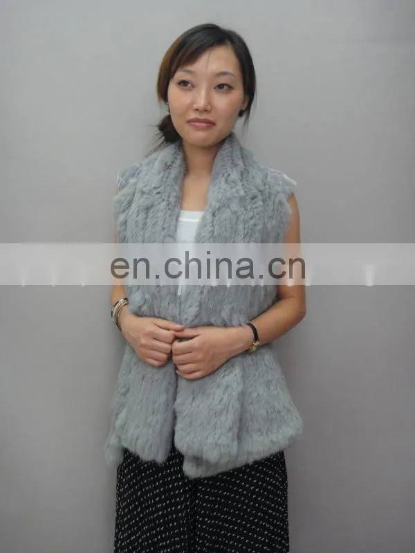Knitting rabbit fur gilet with the CHIC style (MC-0971)