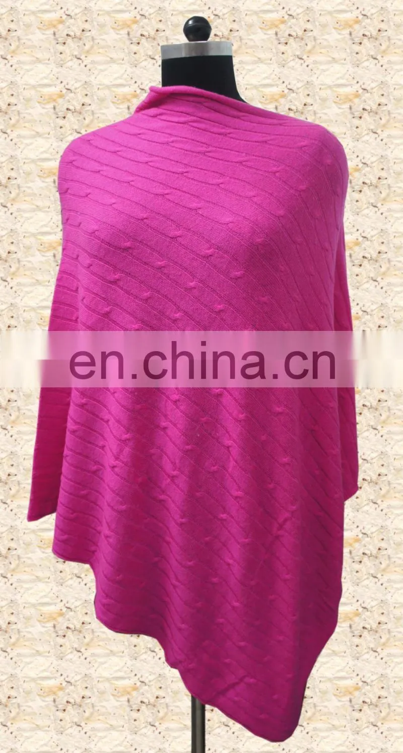 Knitted Poncho,Plain Knit, Cable Knit