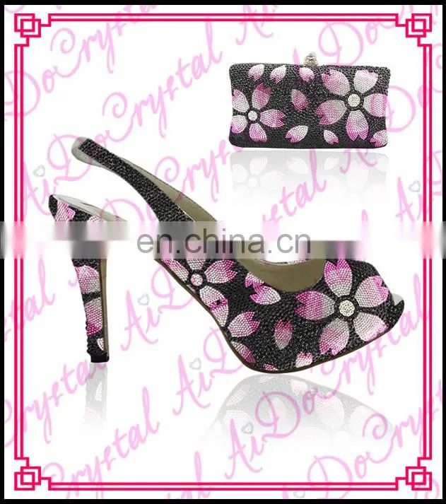 Aidocrystal women slingback women high heel peep-toe sandals shoes with matching bags for party show