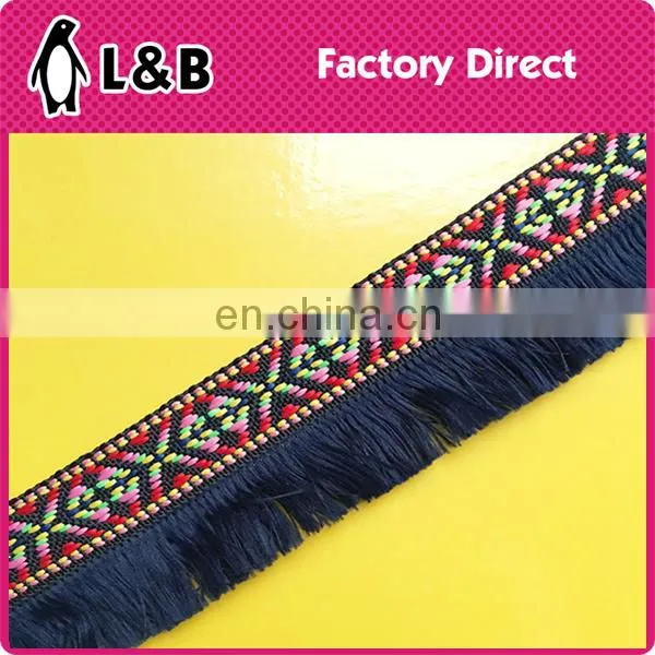 2017 Hot sale popular colorful soft garment jacquard fringe trimming