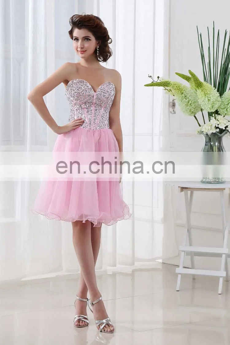 Wholesale Sweetheart Sleeveless Crystal Tulle Short Cocktail Dress SD015