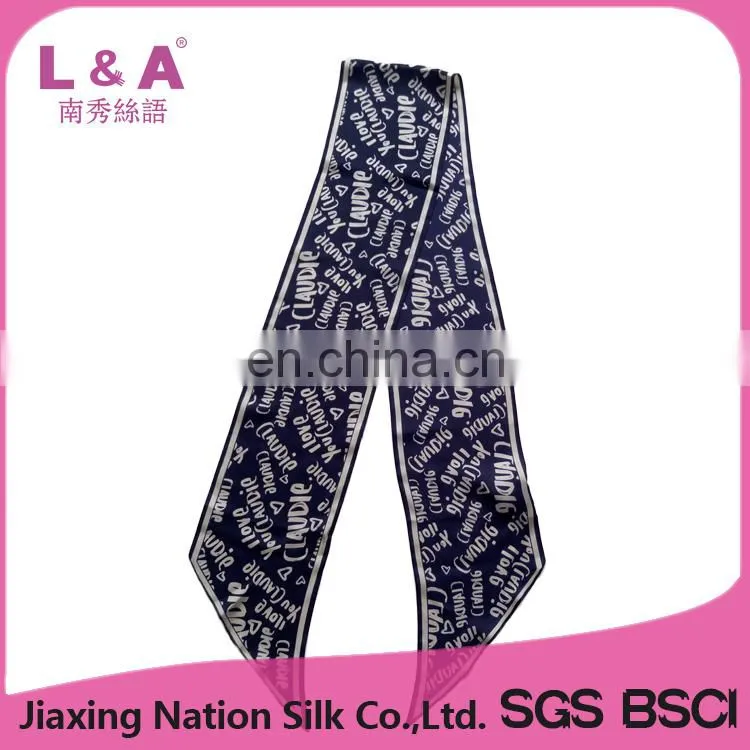 2017 Newest women customer printing long twill silk cooling scarf