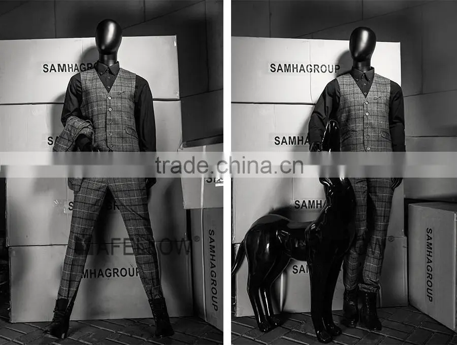 fiberglass egg head male matt black movable mannequins