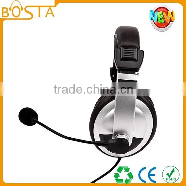 Silve and black standard cheap gaming headphone with mic