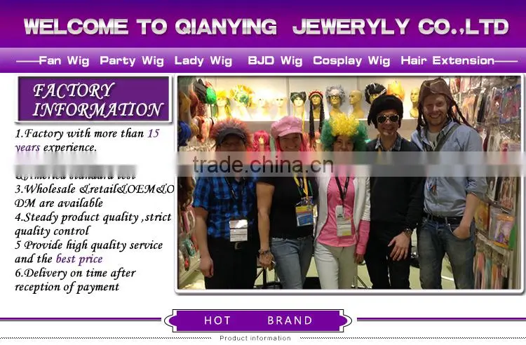 Fashion lady's pink fake hair wig attached hats
