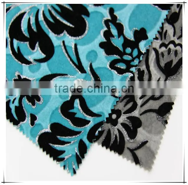 High Quality Cloth Fabric Flock On Flock With Silver For Sofa