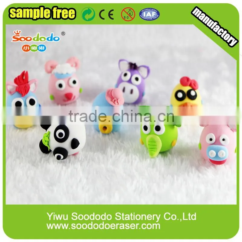 Funcy Clay eraser Animal shape pencil topper with eraser