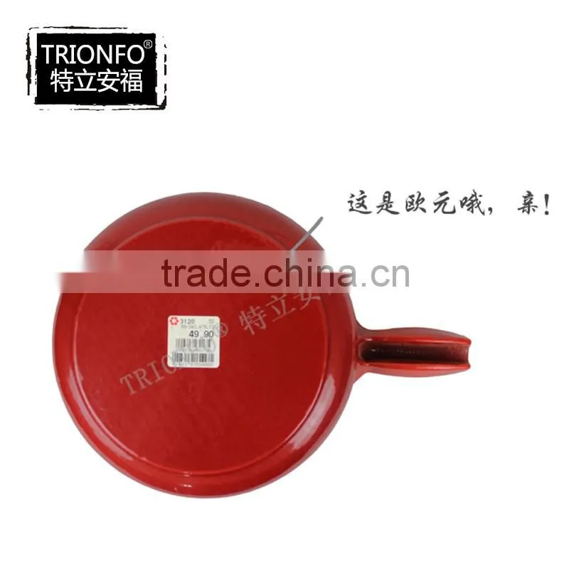 Lightening red enamel cast iron non-stick cooking pot