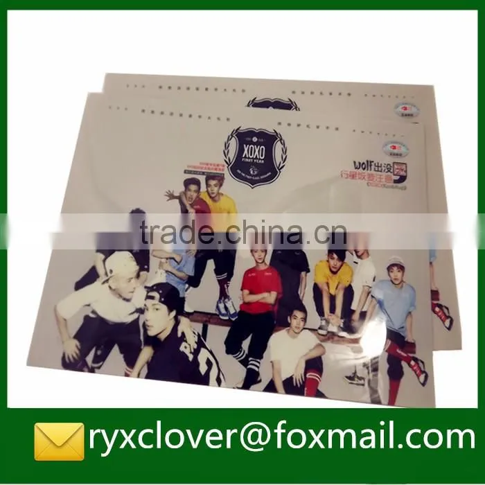 Customized A4 size PP plastic button envelope document bag