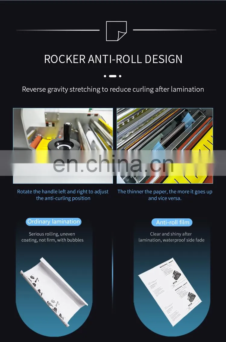 Professional Hydraulic Double Side A3 Hot Laminator Roll Laminating Machine With Automatic Breaking Function