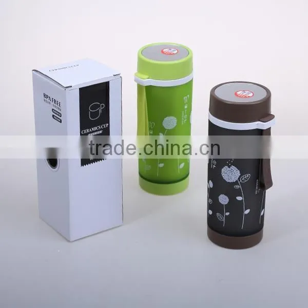 new design 380ML double walls Plastic sport water bottles with strainer