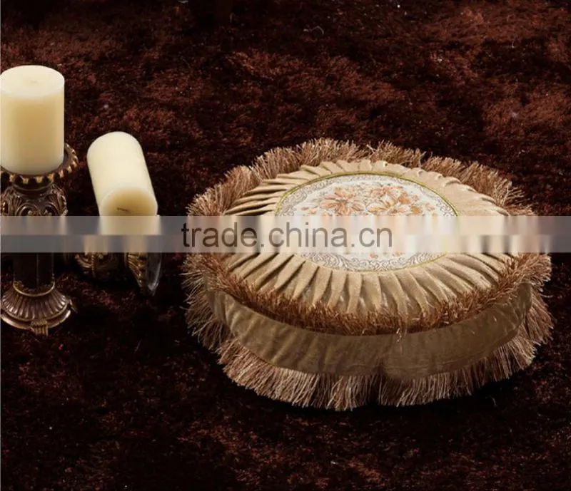 Noble short nap fabric sofa cushion and fringed embroidered decor sofa pillows