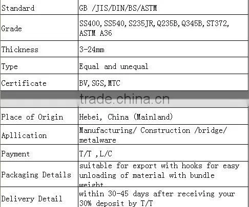 China Supplier High Quality Unequal Steel angle