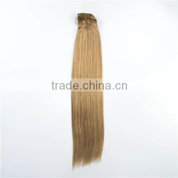 Supply mongolian hair russian hair double weft clip in human hair extensions 300g
