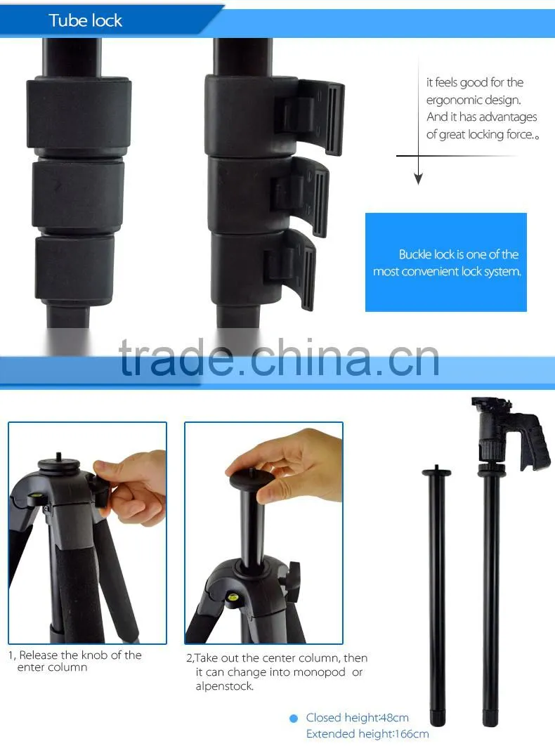 heavy duty 1.8m 4secion Portable Fashionable multi-functional professional tripod with ball head