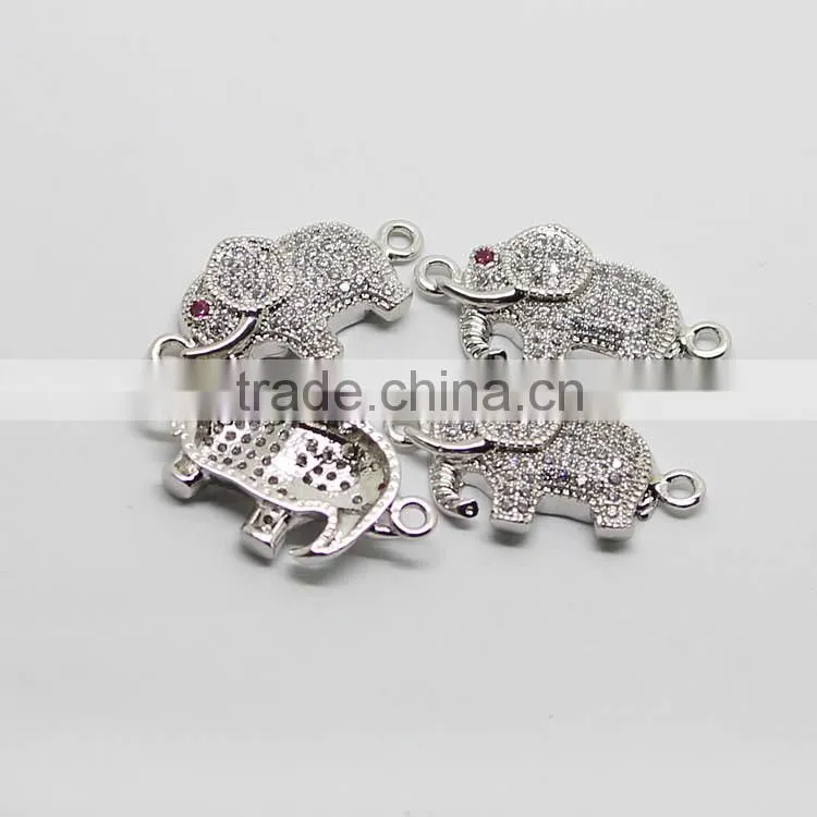 CZ6444 mirco cz pave elephant bracelet charm connector