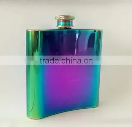 Hip Flask Stainless Steel Flasks Rainbow iridescent Gold Flask