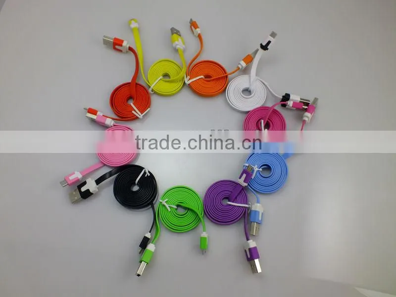 High quality,flat noodle micro usb cable.noodle colorful micro usb cable for samsung for mobile phone(MDC1030)