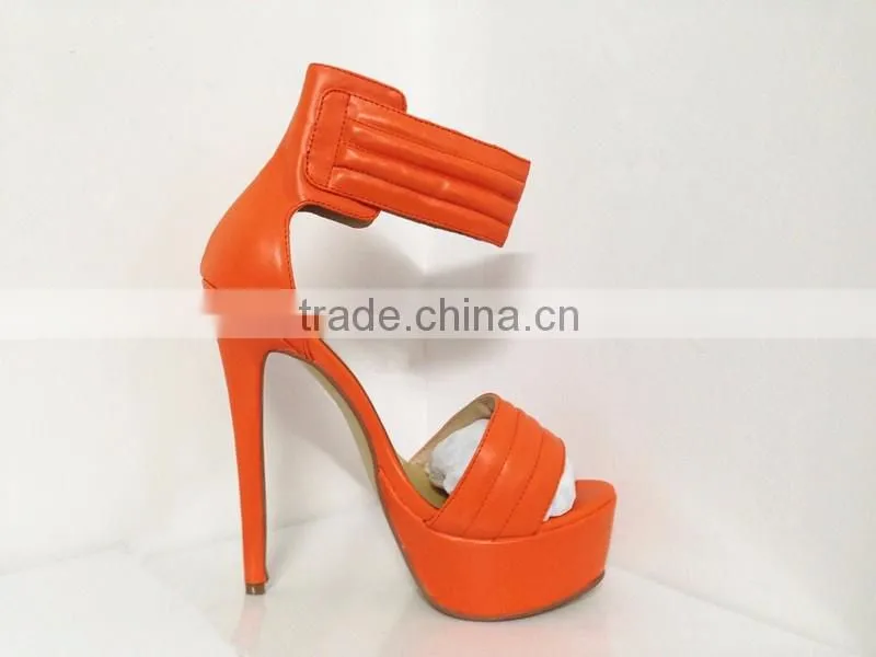 Catwalk Sky High New Sandal 16CM Height Black and Orange Leather Heels High Heel Women Sandals