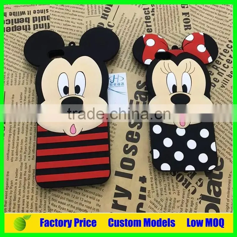 For disney design mickey custom silicone mobile 3d phone case for Iphone 6 cell phone back cover case