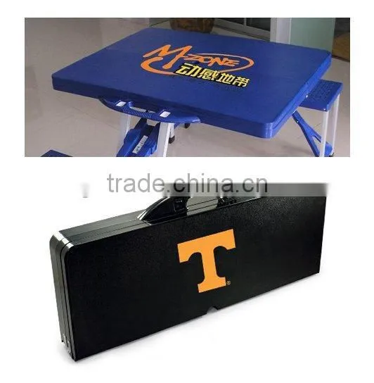 Portable plastic folding picnic table and chairs